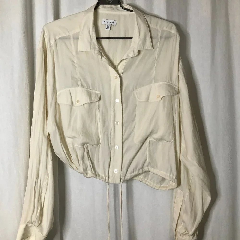 Topshop Cream Button-Up Blouse - Picture 3 of 16